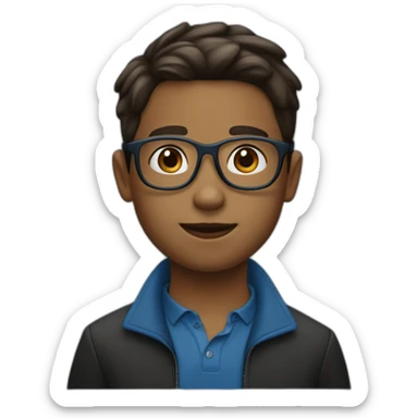 Garçon Français de 9 ans brun avec cheveux lisses et lunettes bleu et noir sticker