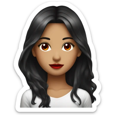  dark hair with red reflection beauty girl on the beached  sticker