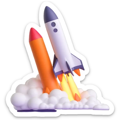 rocket ship blasting off sticker