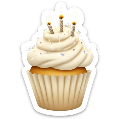 Total White beige cupcake with sparkler candles sticker