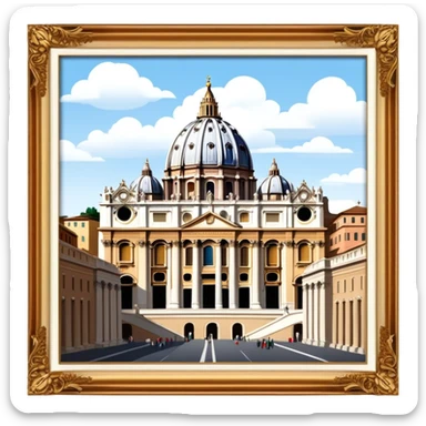 Cinematic Realistic St. Peter's Basilica Landmark Emoji, depicted with majestic, ornate architecture rendered with lifelike detail and regal lighting. sticker