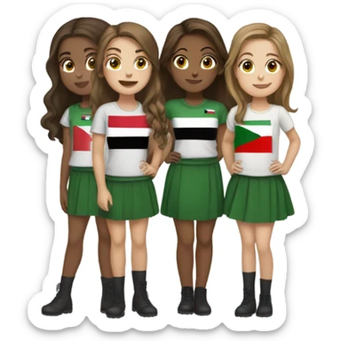 5 girls with brown hair iraq flag sticker