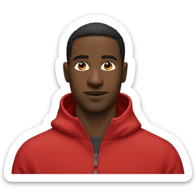 Black man in a red tech fleece sticker