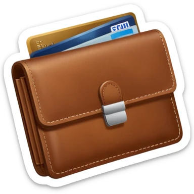 portefeuille marron avec quelques billets et carte bancaire sticker