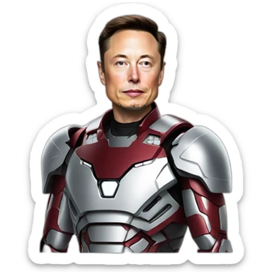 Elon Musk in a ironman type space outfit sticker