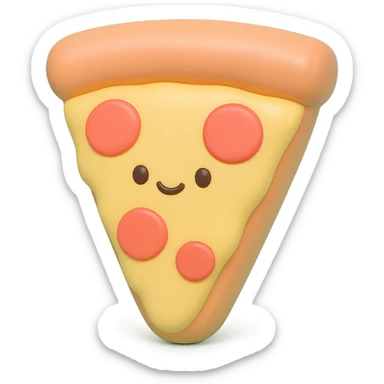 plushie style slice of pizza, vinyl figure look, soft toy details sticker