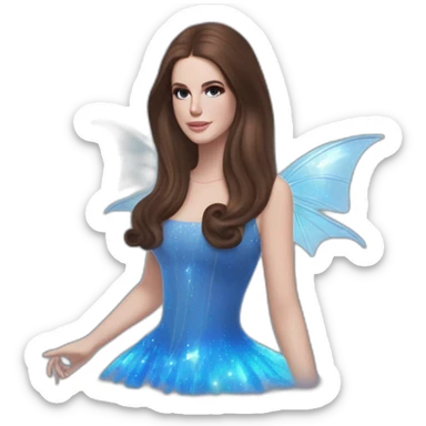 Lana Del Rey casting a spell com um vestido transparente azul cintilante tomara que caia rasgado e transparente sticker