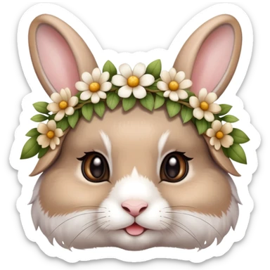 cute rabbit wearing a flower crown sticker