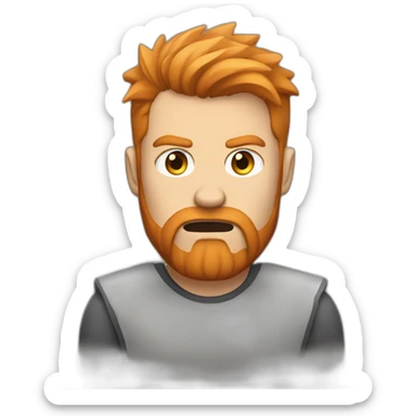 angry man with redblond hair undercut and beard sticker