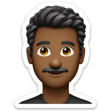 Homem  de pele morena clara com cabelo preto e liso curto e rosto arredondado com a blusa de sua empresa estando escrita do lado Geo Referência de cor vermelha sticker