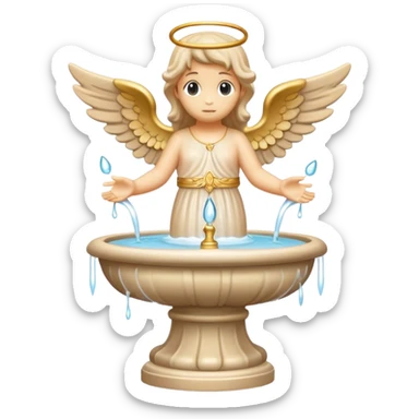 beige water fountain with angel on top  sticker