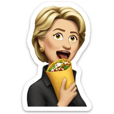 Hillary Clinton eating a burrito  sticker