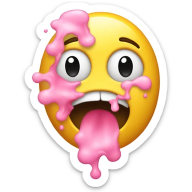 yellow emoji face vomiting pink  sticker