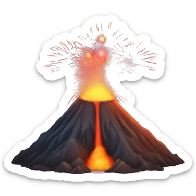 A volcano with fireworks coming out of it sticker