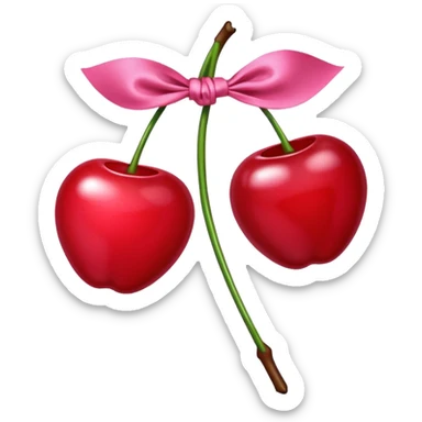 two cherrys with a pink bow on the stem sticker
