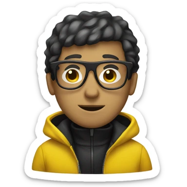 guy in a yellow jacket with a black mask and glasses sticker