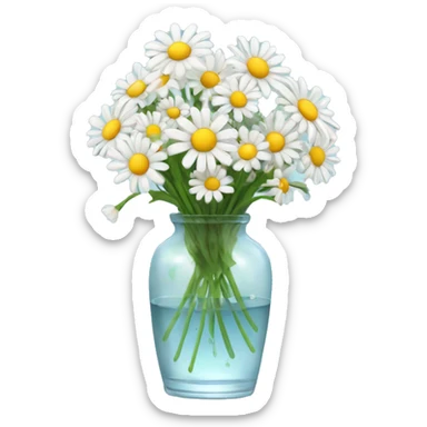 bouquet of daisies in a glass vase with water sticker