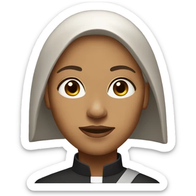 female clergy with cross brown hair light skin sticker