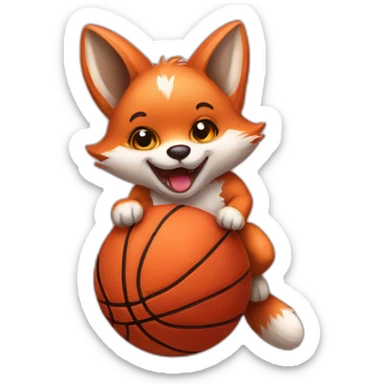 baby fox dunking a basketball sticker