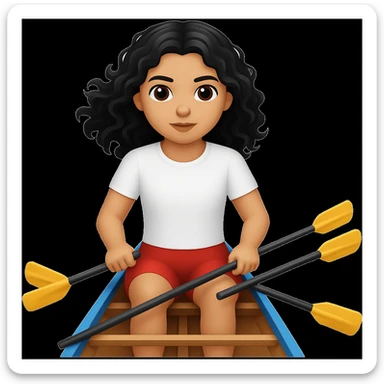 Make the girl's outfit red shorts and a white short-sleeved t-shirt in the style of apple style emojis sticker