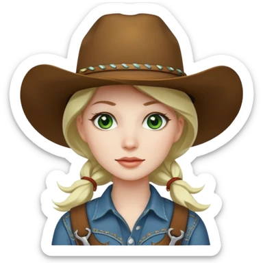 Cow girl green eyes pale skin sticker
