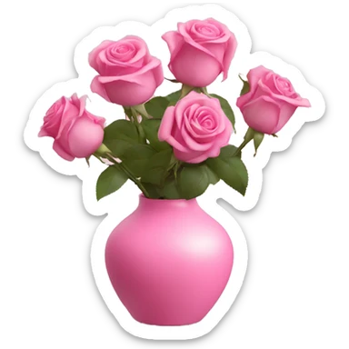Pink roses in transprent pink vase  sticker