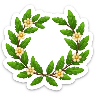 A flower laurel wreath with thicker leaves. sticker