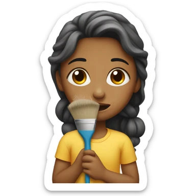 Girl crying with a brush in her hand sticker