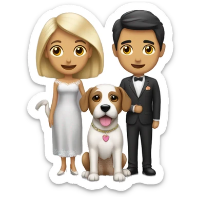 Novios con un perro sticker