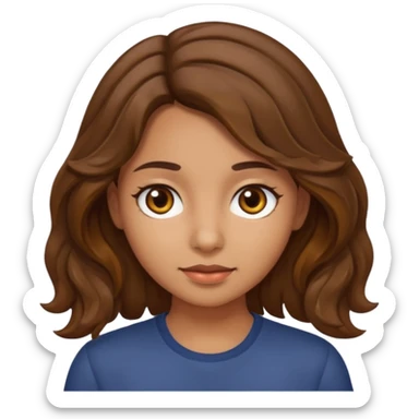 can you please make a girl with olive skin tone, brown hair, brown eyes and wavy hair sticker