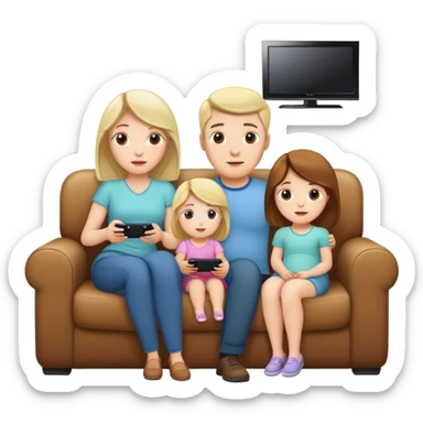 White Woman and man watching tv with daughter  sticker
