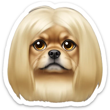 pekinese blonde head — snout blonde — shaggy big hair on ears sticker
