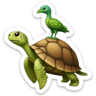 Un oiseau sur une tortue sticker