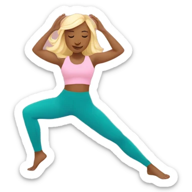 blonde girl doing yoga on a pastel pink yoga mat sticker