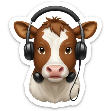 cow with black headphones sticker