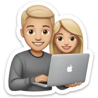 happy Graphic designer whit a MacBook sticker