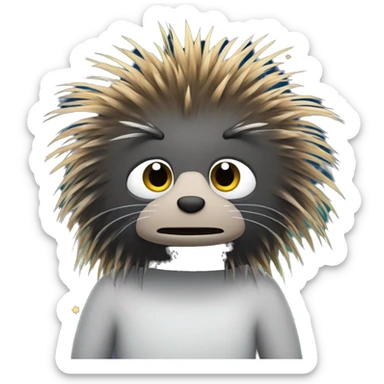 Porcupine man with star eyes starry eyes looking shocked dizzy static hair planets whizzing out of orbit sticker