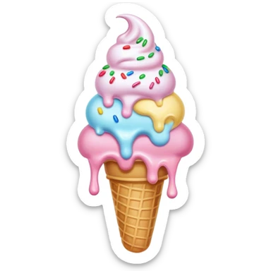 Melted kawaii pastel ice cream sticker