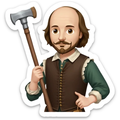 William Shakespeare with an ax sticker