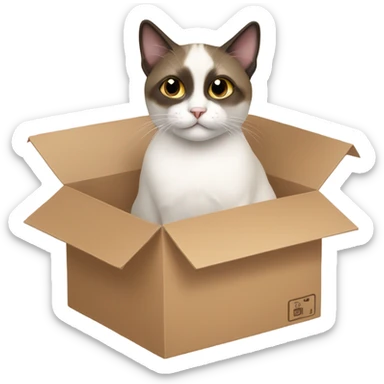 Snowshoe cat sitting in a box sticker