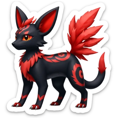  Shiny red Litten-Umbreon-Salandit-Jolteon-fusion sticker