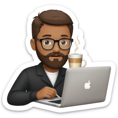 Man beard glasses MacBook coffee sticker