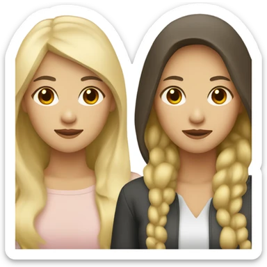 Asian, blonde, brunette three female friends sticker