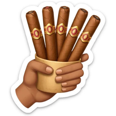 a hand holding lots of cigars sticker