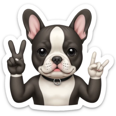 French bulldog doing peace sign sticker