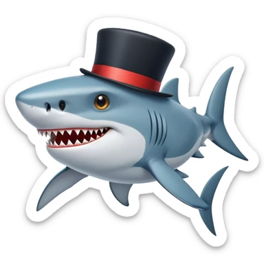 Shark with a top hat sticker