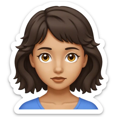 matt girl with super short mullet wavy dark hair sticker