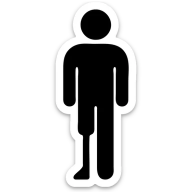 solid filled icon of a man with a peg leg sticker
