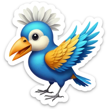 A bird carrying a white flower on its mouse  sticker