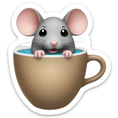 mouse swimming in coffee cup sticker